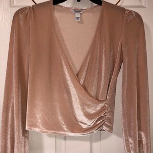 Pink velvet low cut top